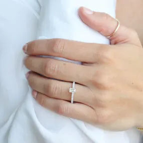 0.60 Emerald Cut Diamond with Accented Band