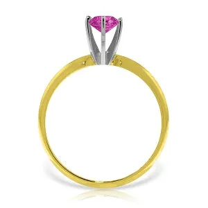0.65 Carat 14K Solid Yellow Gold Solitaire Ring Natural Pink Topaz