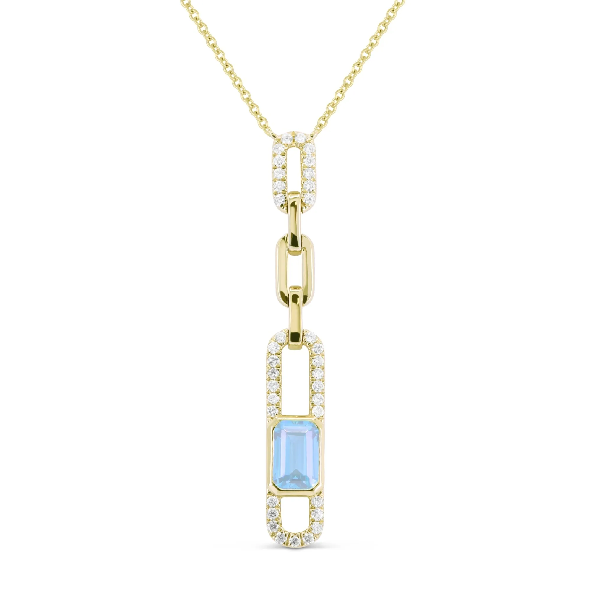 0.67ct Blue Topaz Necklace in 14K Yellow Gold