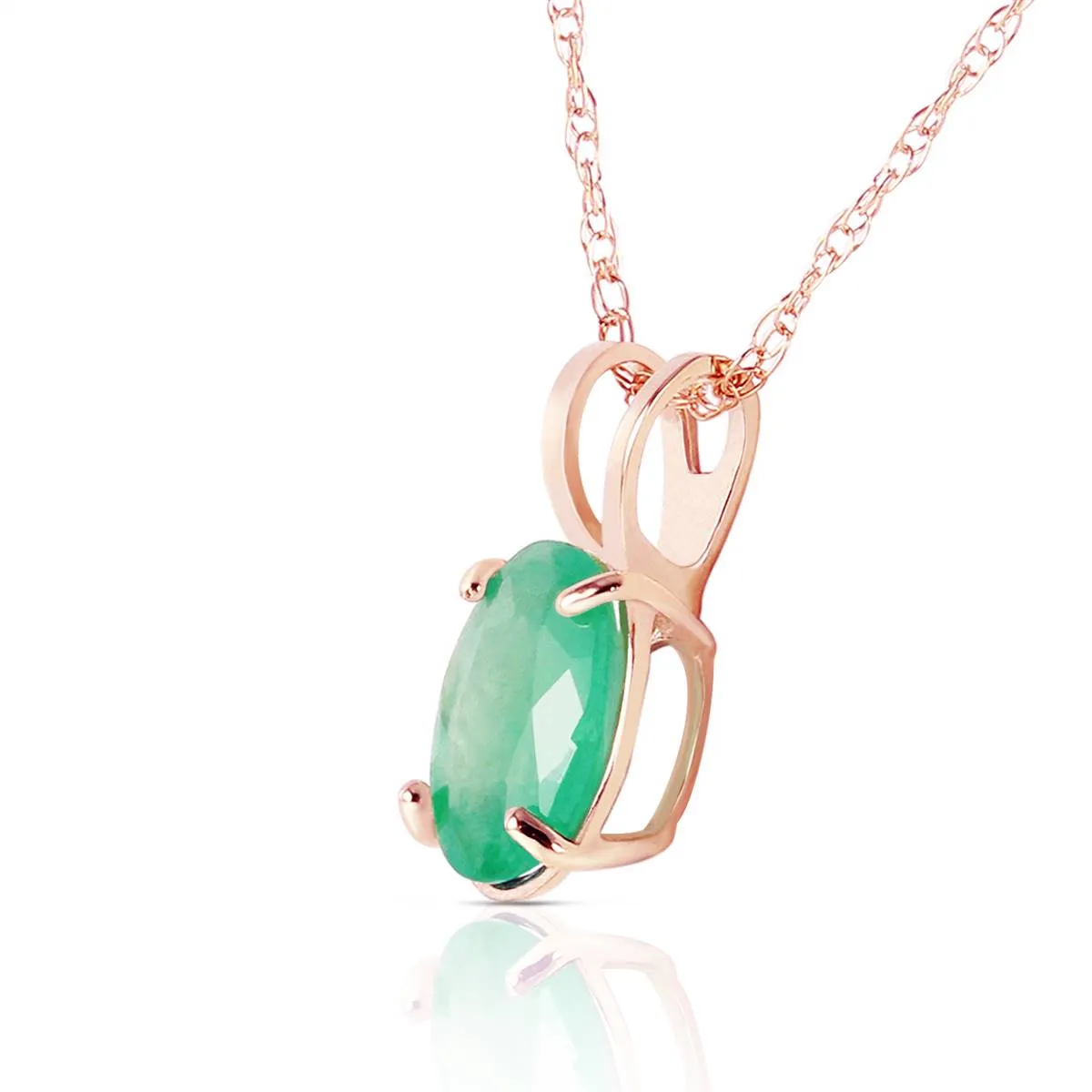 0.75 Carat 14K Solid Rose Gold Necklace Natural Emerald