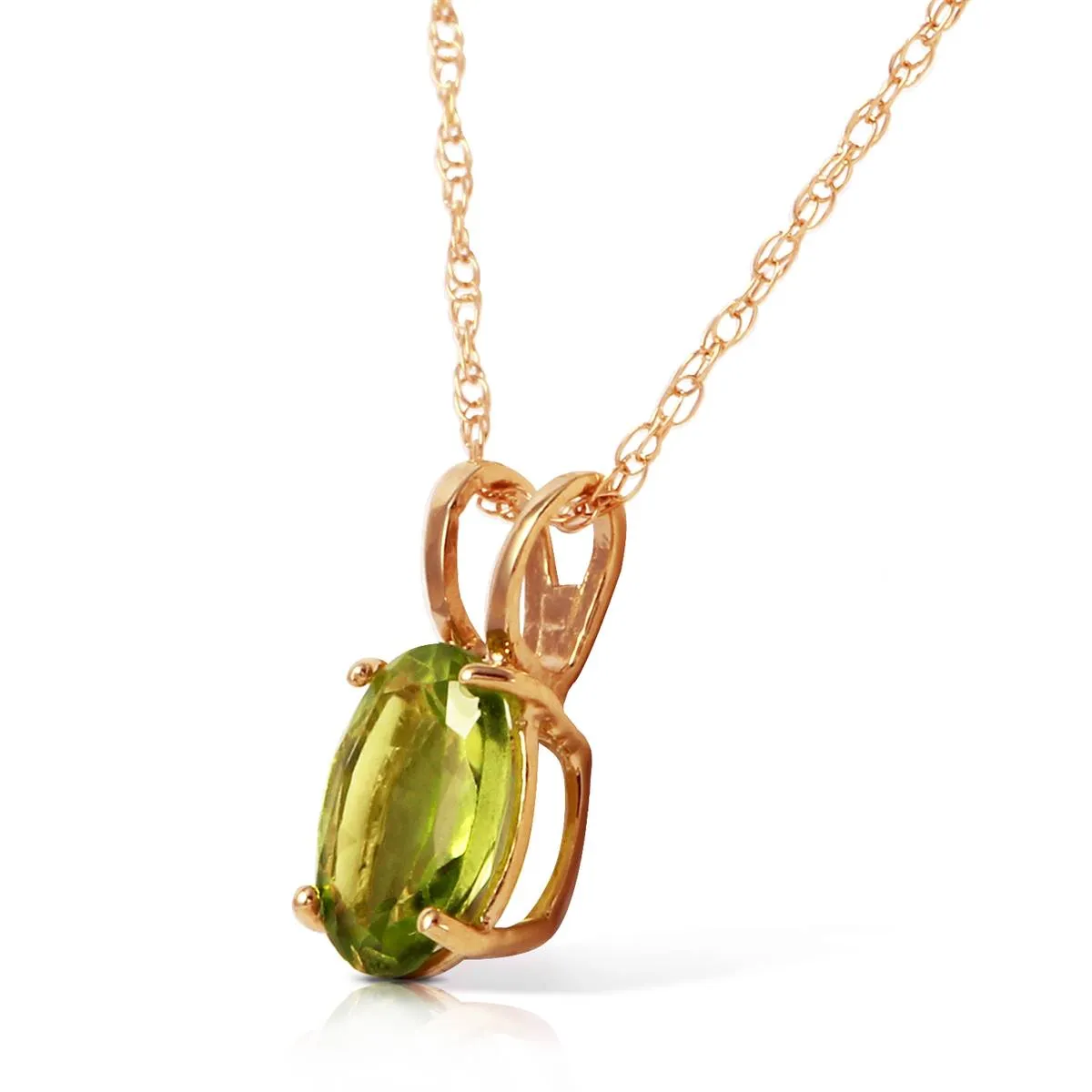 0.85 Carat 14K Solid Rose Gold Solitaire Peridot Necklace