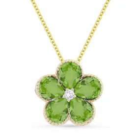 0.86ct Peridot 16"Pendant Necklace in 14K Yellow Gold