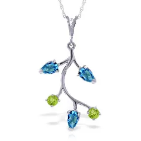 0.95 Carat 14K Solid White Gold I Was Wondering Blue Topaz Peridot Necklace