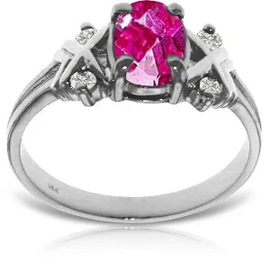 0.97 Carat 14K Solid White Gold I Dreamt You Pink Topaz Diamond Ring