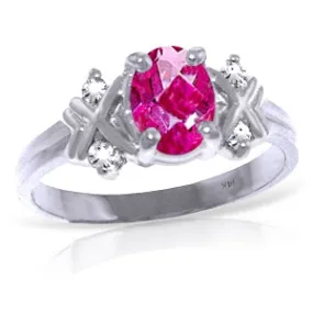 0.97 Carat 14K Solid White Gold I Dreamt You Pink Topaz Diamond Ring