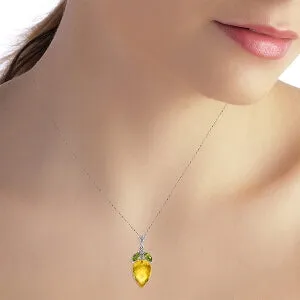 10 Carat 14K Solid White Gold Necklace Peridot Pointy Briolette Citrine
