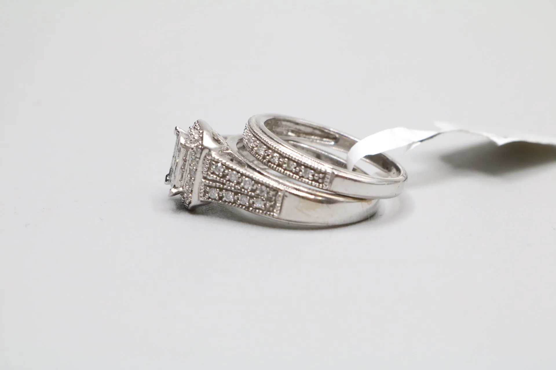 10K White Gold Diamond Wedding Set (Size 5)