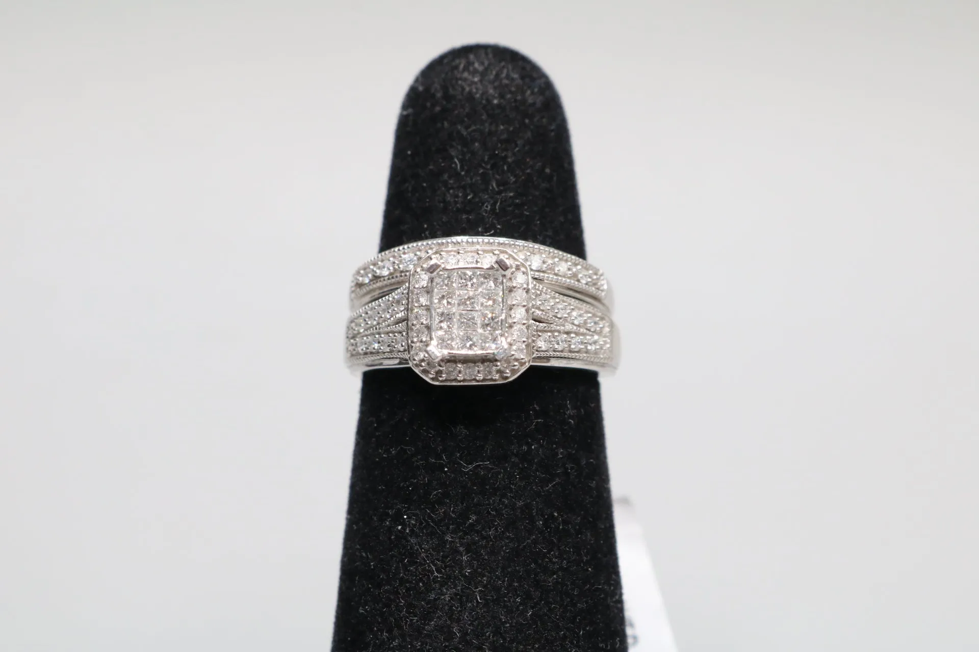 10K White Gold Diamond Wedding Set (Size 5)