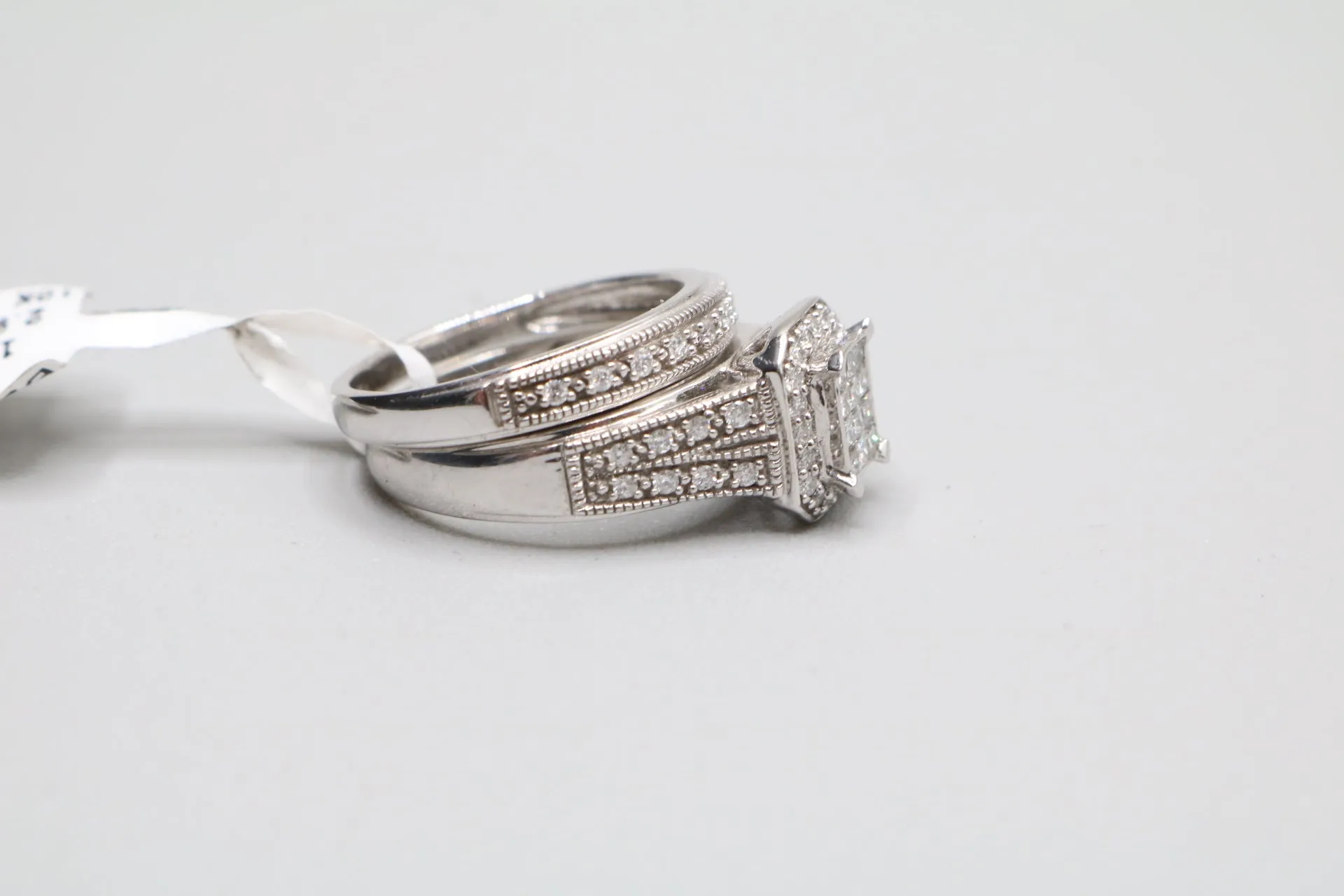 10K White Gold Diamond Wedding Set (Size 5)
