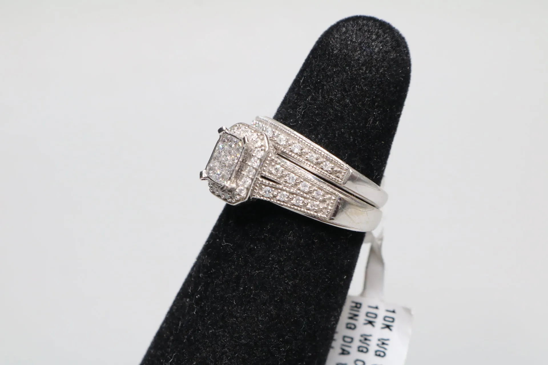 10K White Gold Diamond Wedding Set (Size 5)