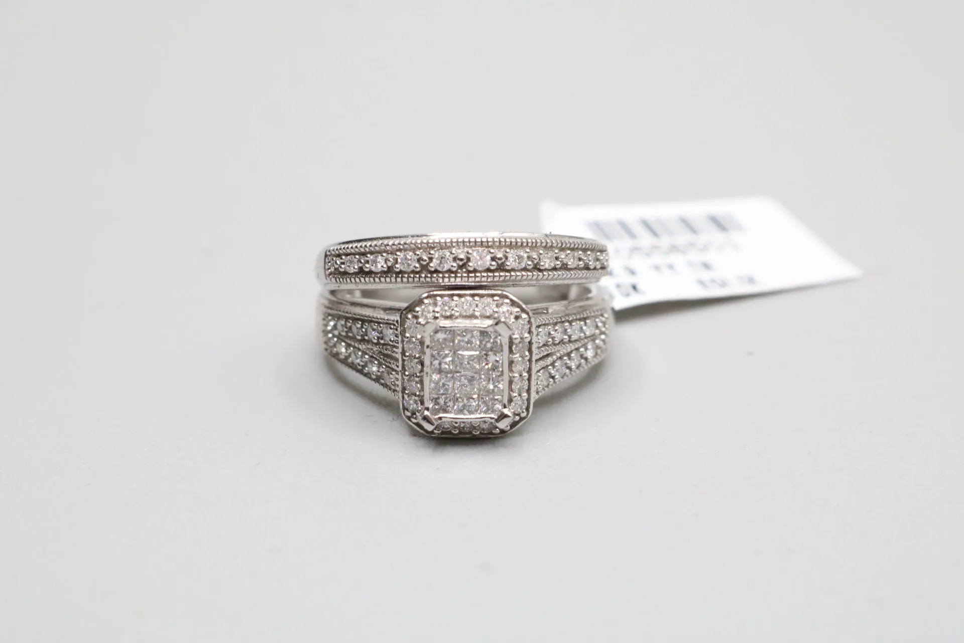 10K White Gold Diamond Wedding Set (Size 5)