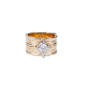 10k Yellow and White Gold Rocks n' Rivers Moissanite and Diamond 2 Piece Ring