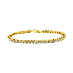 10K Yellow Gold Plated .925 Sterling Silver 1 cttw Prong-Set Diamond Pear Shape Link Bracelet