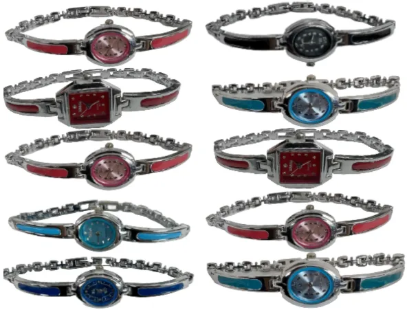 10pcs Set Women's Fashion Steel Band A08 Quartz Multi-Color Watch Bracelet