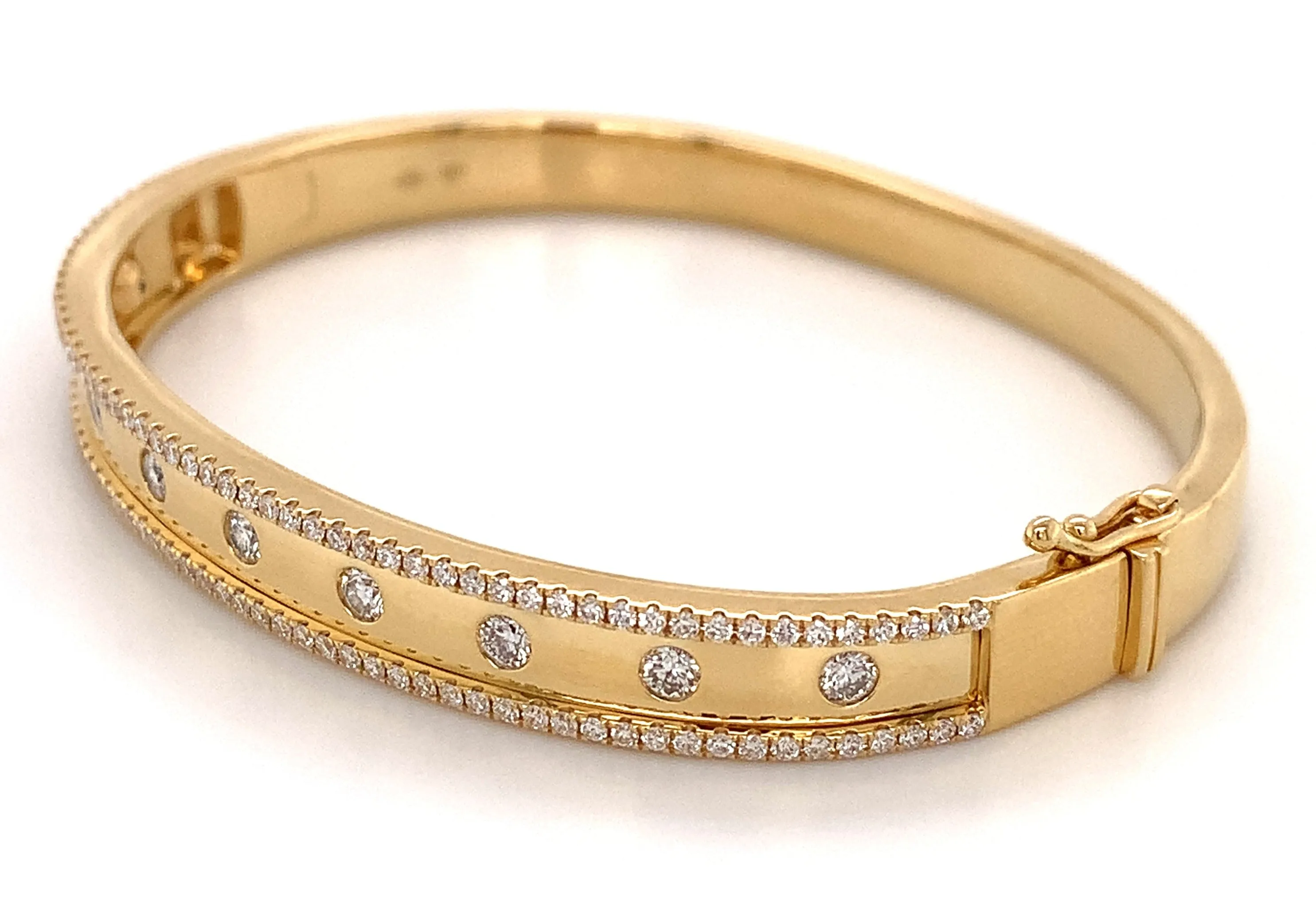 1.10carat Burnish Set Diamond Station Bangle Bracelet