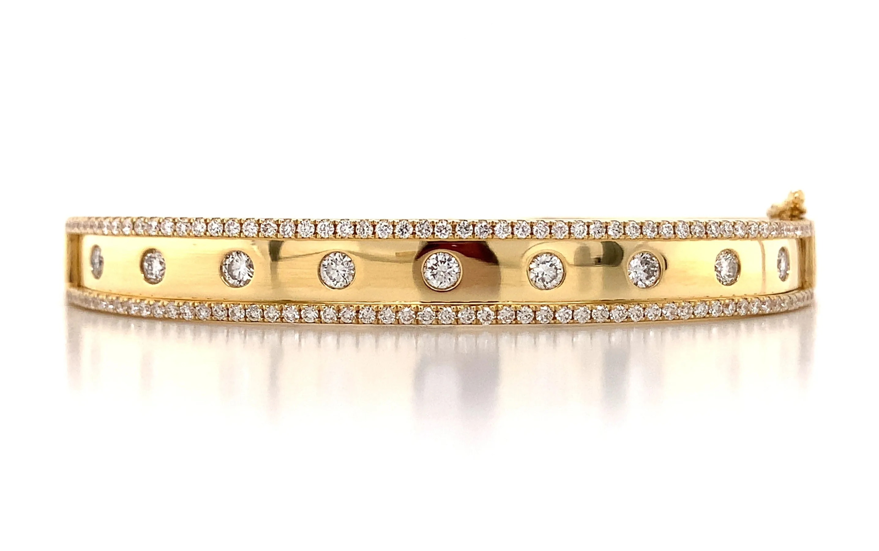 1.10carat Burnish Set Diamond Station Bangle Bracelet