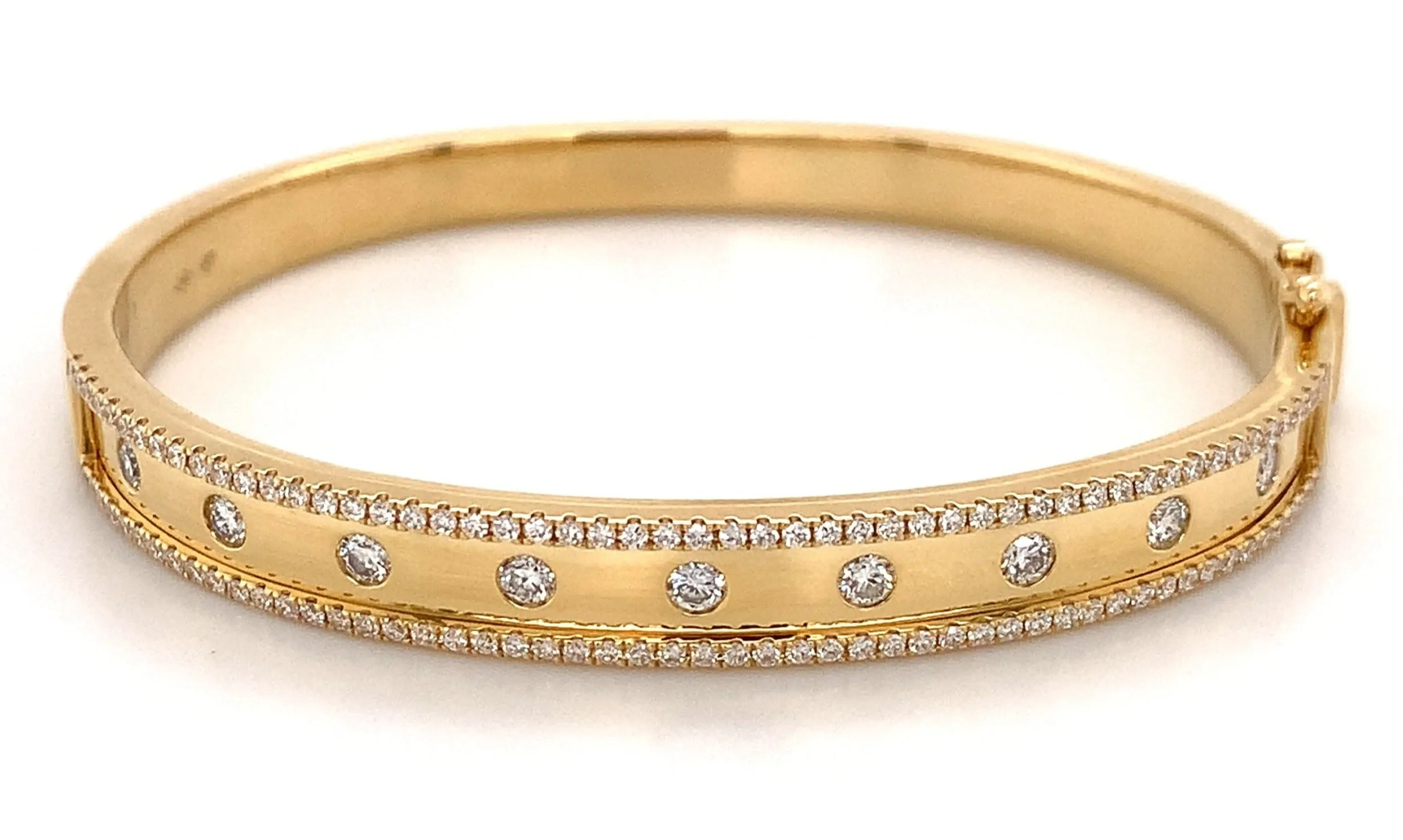 1.10carat Burnish Set Diamond Station Bangle Bracelet