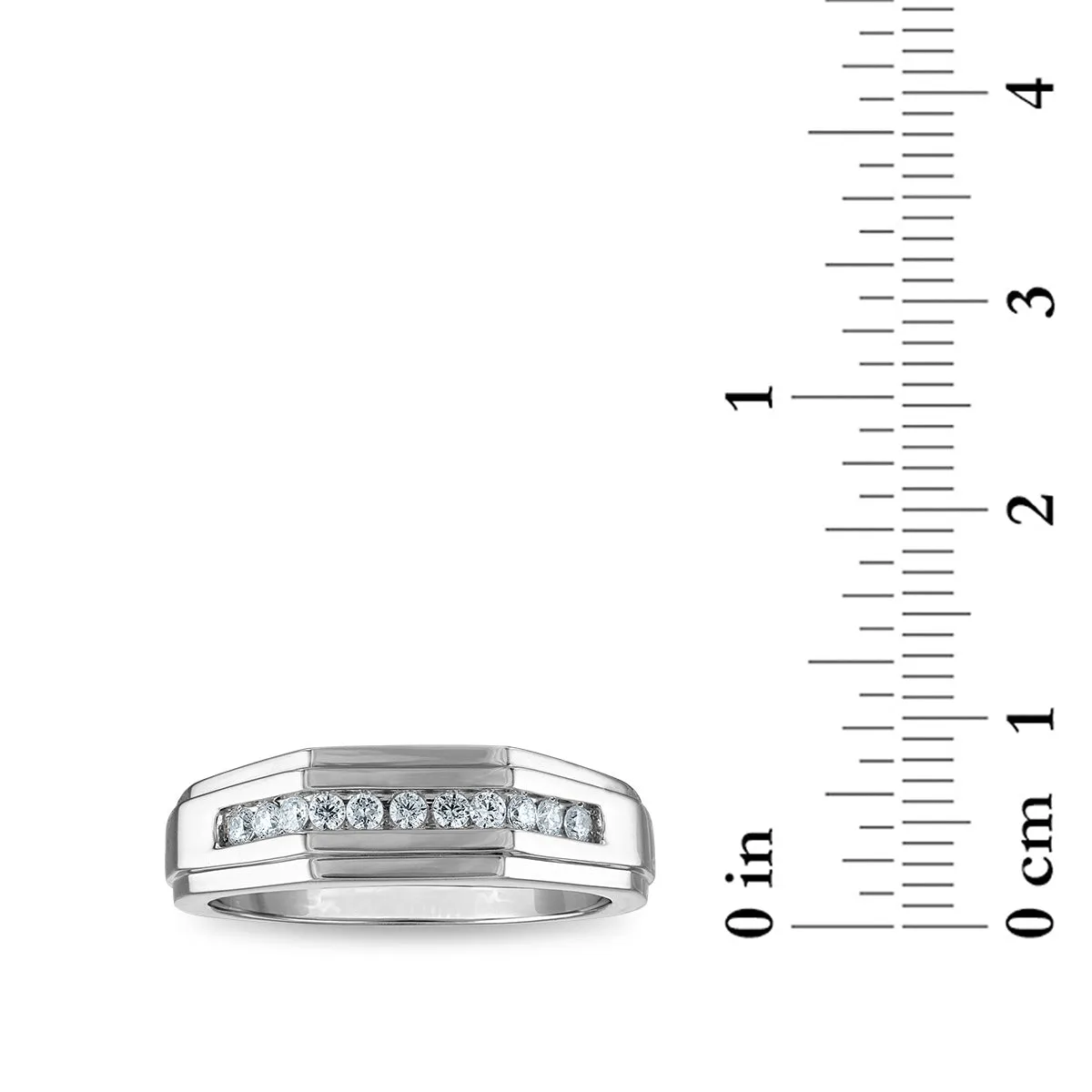 1/4 CTW Diamond Wedding Geometric Channel Set Ring in 10KT White Gold