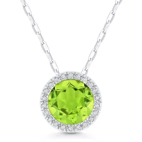 1.49ct Peridot 16"Pendant Necklace in 14K White Gold