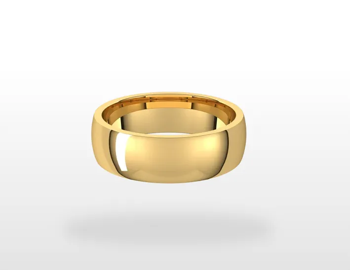 14k Gold 5mm Half Round Light Comfort Fit Classic Wedding Band
