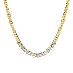 14K Gold & Emerald-Cut Diamond Bezel Set Necklace - 2.54ct