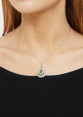 14k Gold Diamond Emerald Necklace