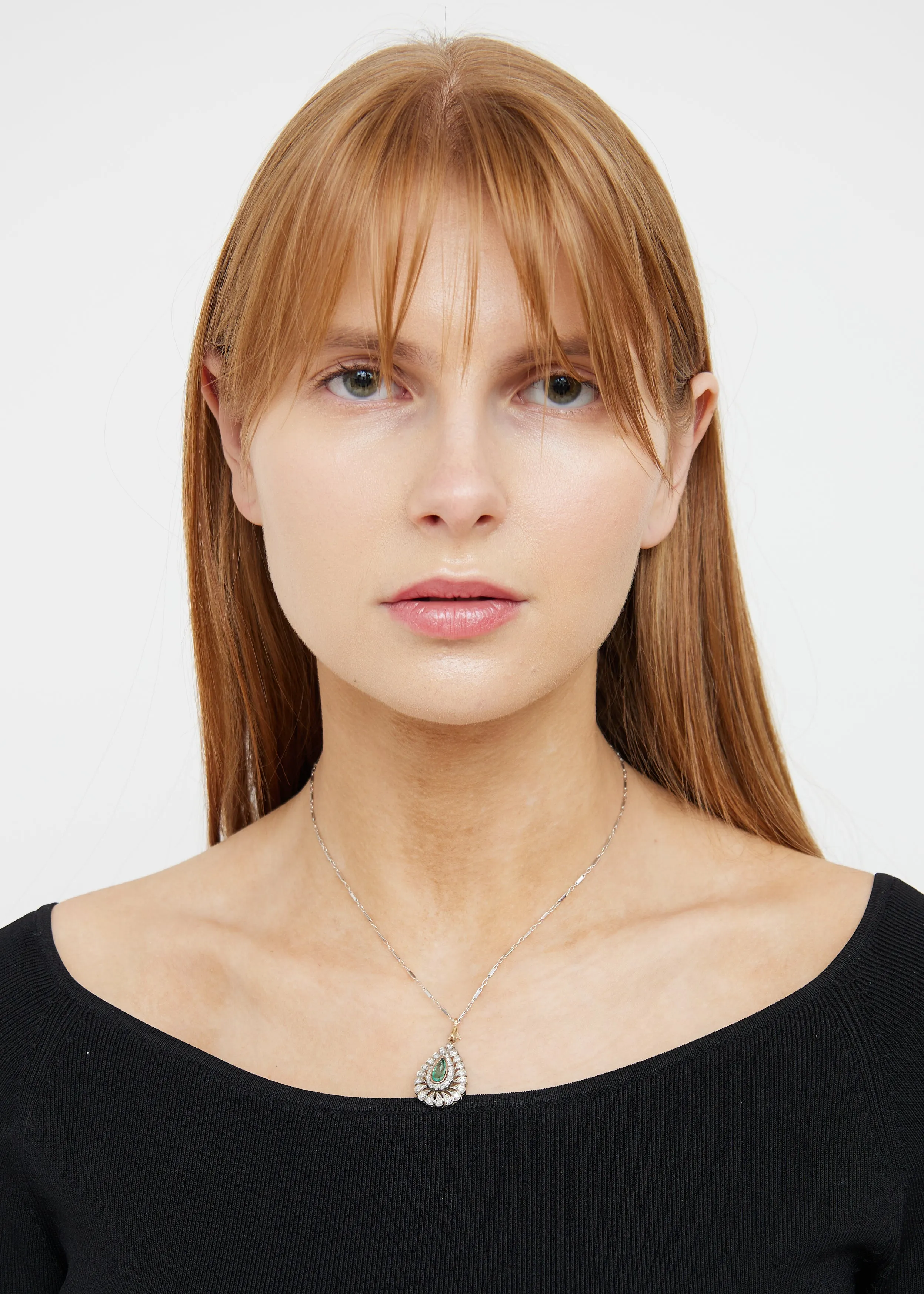 14k Gold Diamond Emerald Necklace
