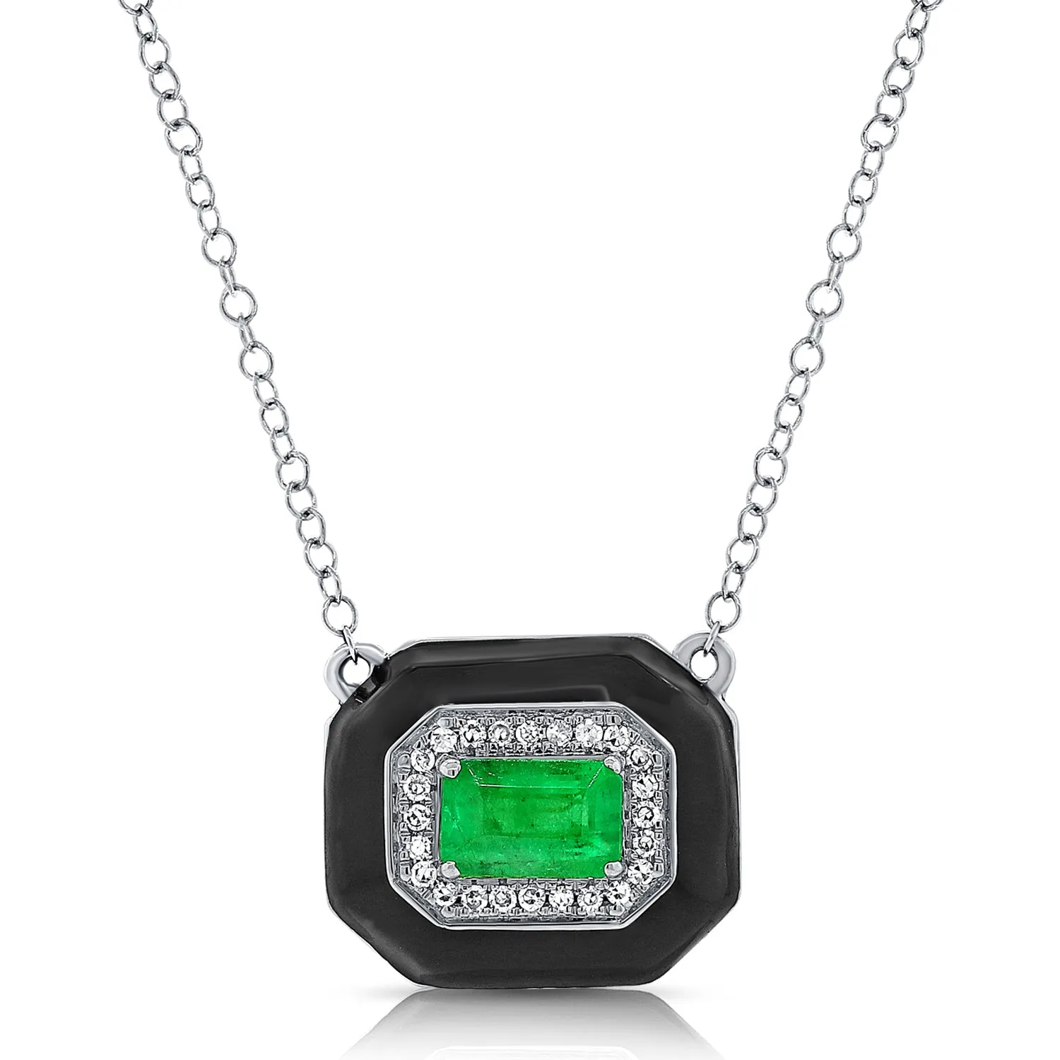 14k Gold Green Emerald & Diamond Pendant