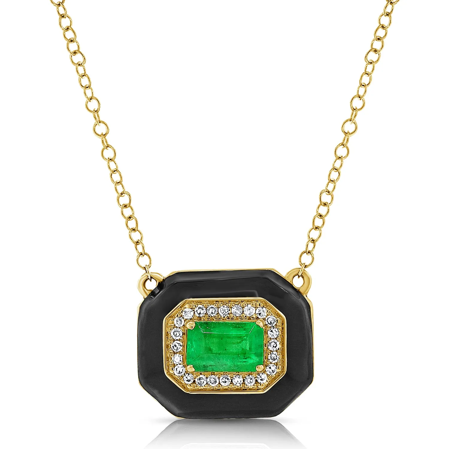 14k Gold Green Emerald & Diamond Pendant