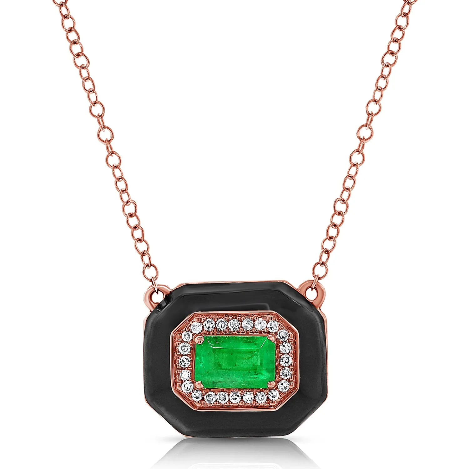 14k Gold Green Emerald & Diamond Pendant