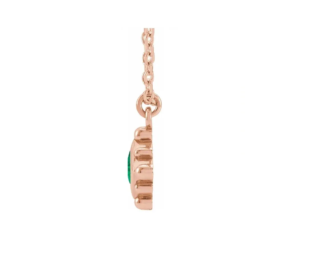 14K Gold Natural Emerald Bezel-Set Beaded Necklace