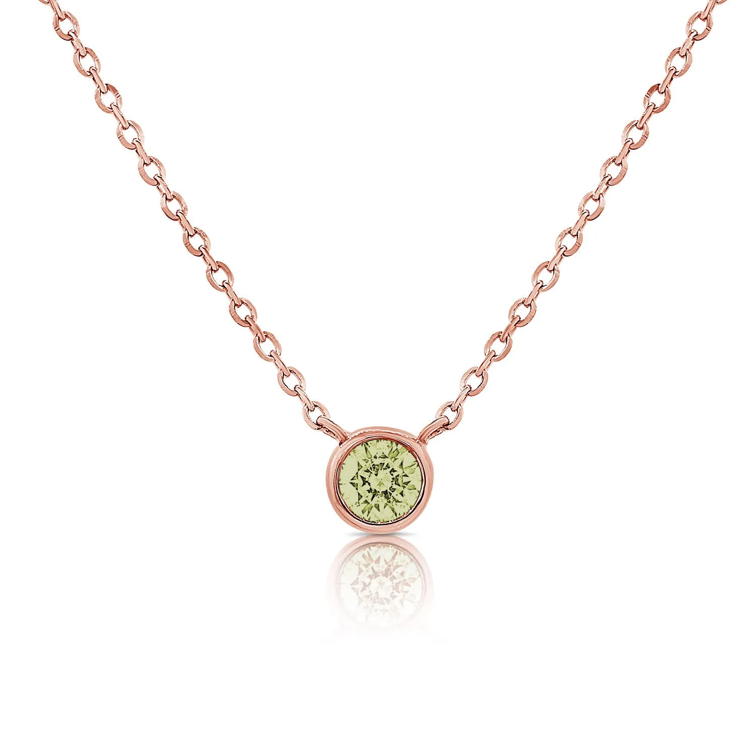 14K Gold Peridot Bezel Necklace