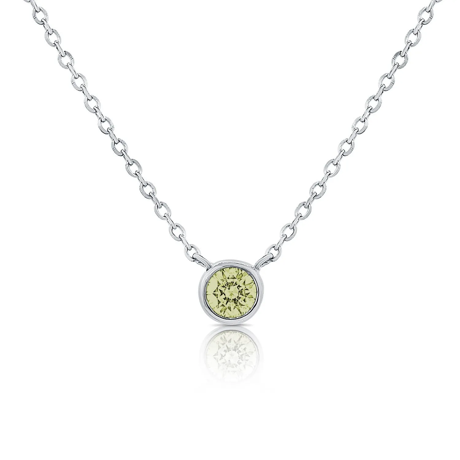 14K Gold Peridot Bezel Necklace