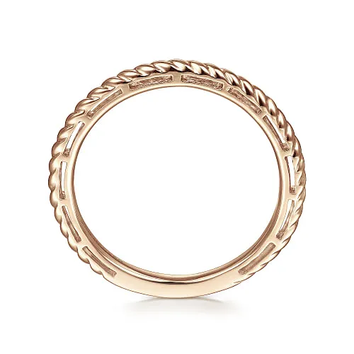 14K Rose Gold Twisted Rope Stackable Ring