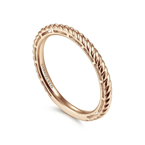 14K Rose Gold Twisted Rope Stackable Ring