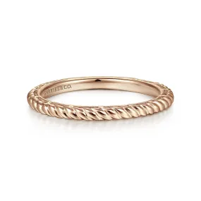 14K Rose Gold Twisted Rope Stackable Ring