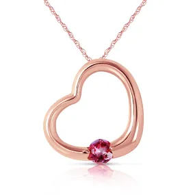 14K Solid Rose Gold Heart Necklace w/ Natural Pink Topaz