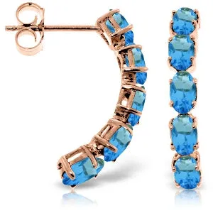 14K Solid Rose Gold Natural Blue Topaz Earrings