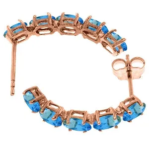 14K Solid Rose Gold Natural Blue Topaz Earrings