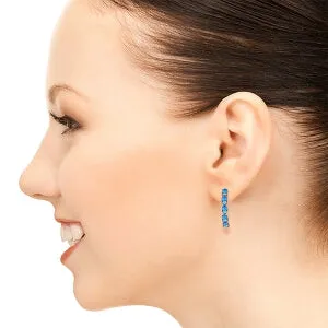 14K Solid Rose Gold Natural Blue Topaz Earrings