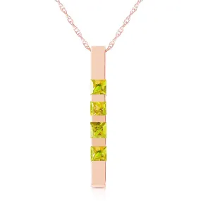 14K Solid Rose Gold Necklace Bar w/ Natural Peridots
