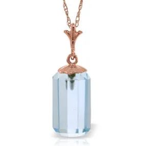 14K Solid Rose Gold Necklace w/ Bullet Cut Blue Topaz