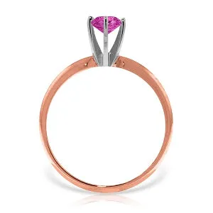 14K Solid Rose Gold Solitaire Ring Natural Pink Topaz Certified