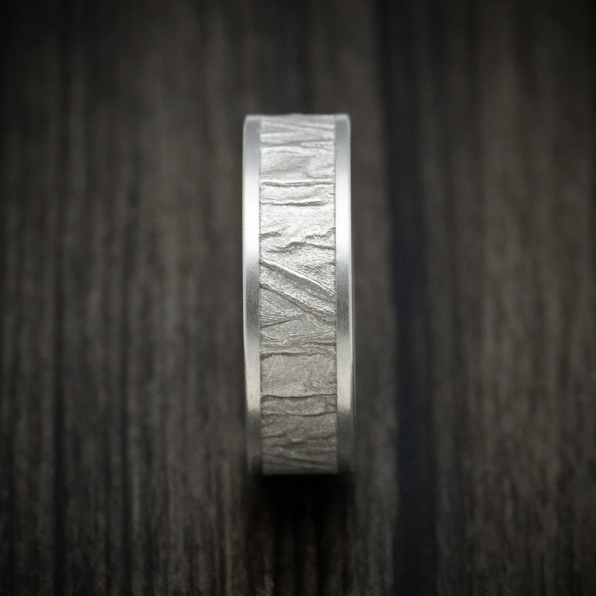 14K White Gold Textured Wedding Men's Band
