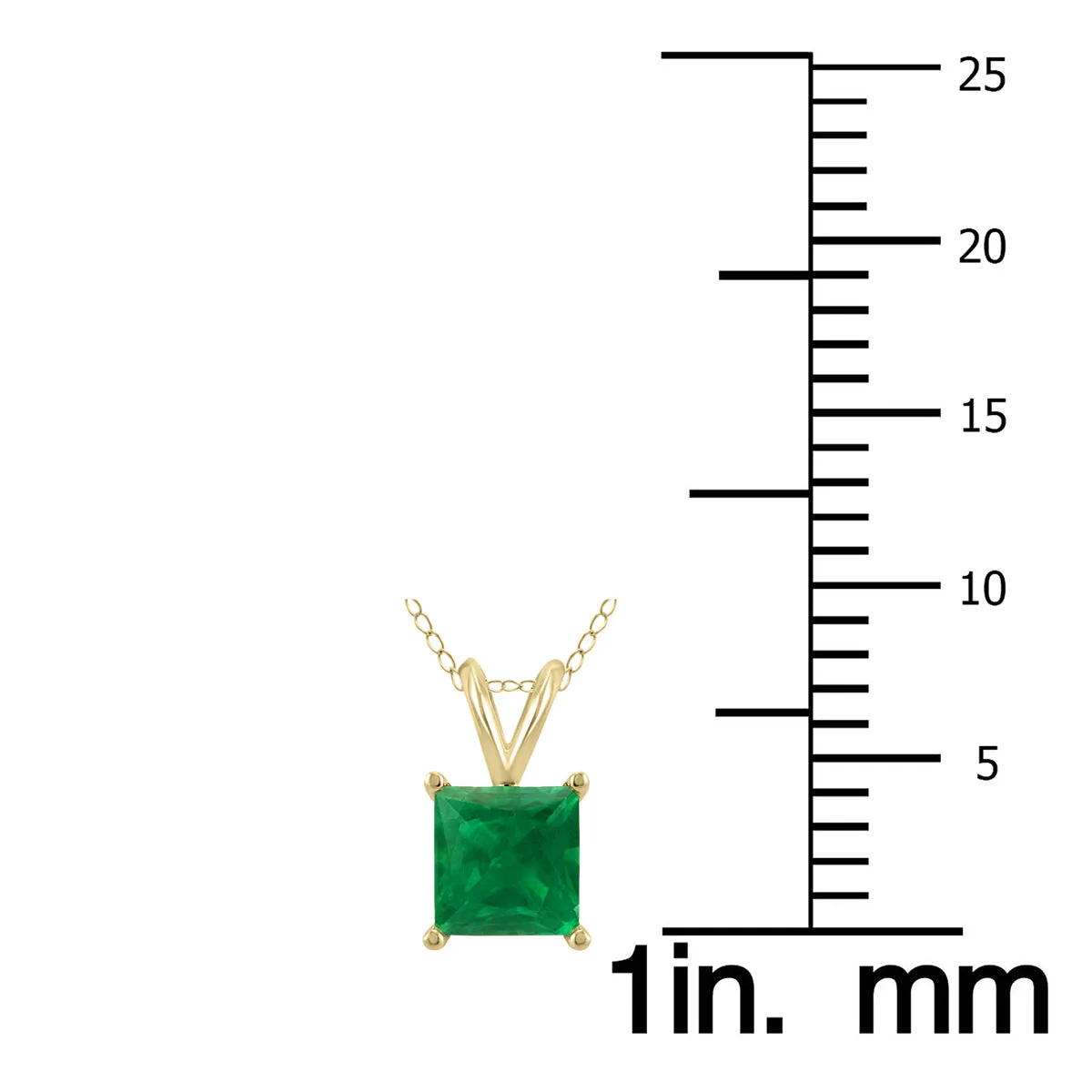 14K Yellow Gold 4Mm Square Emerald Pendant