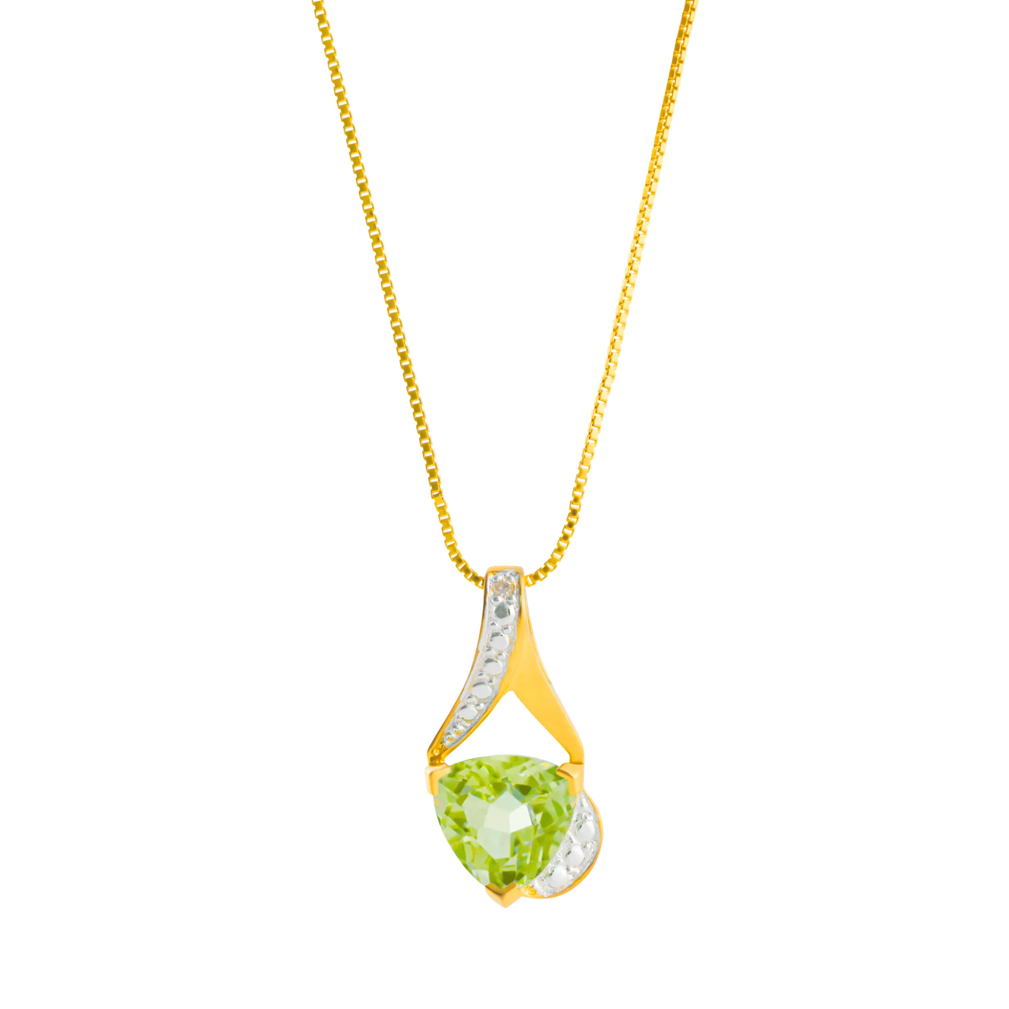 14K Yellow Gold Plated 8MM Cushion Cut Gemstone Pendant Necklace