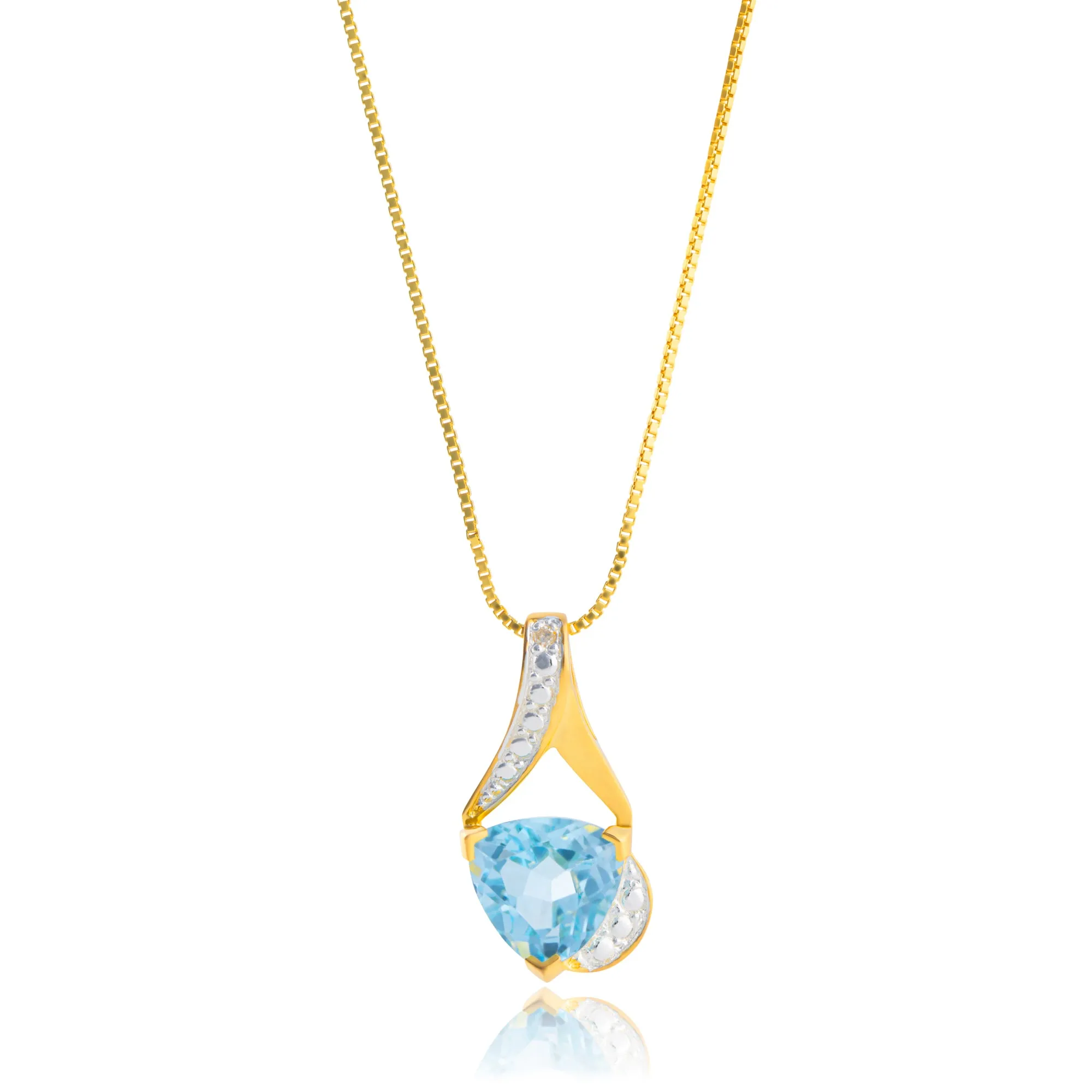 14K Yellow Gold Plated 8MM Cushion Cut Gemstone Pendant Necklace