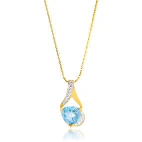 14K Yellow Gold Plated 8MM Cushion Cut Gemstone Pendant Necklace