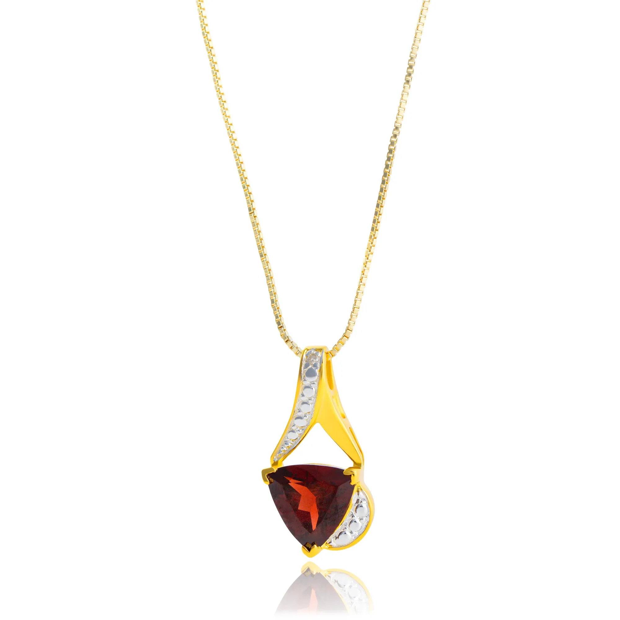 14K Yellow Gold Plated 8MM Cushion Cut Gemstone Pendant Necklace