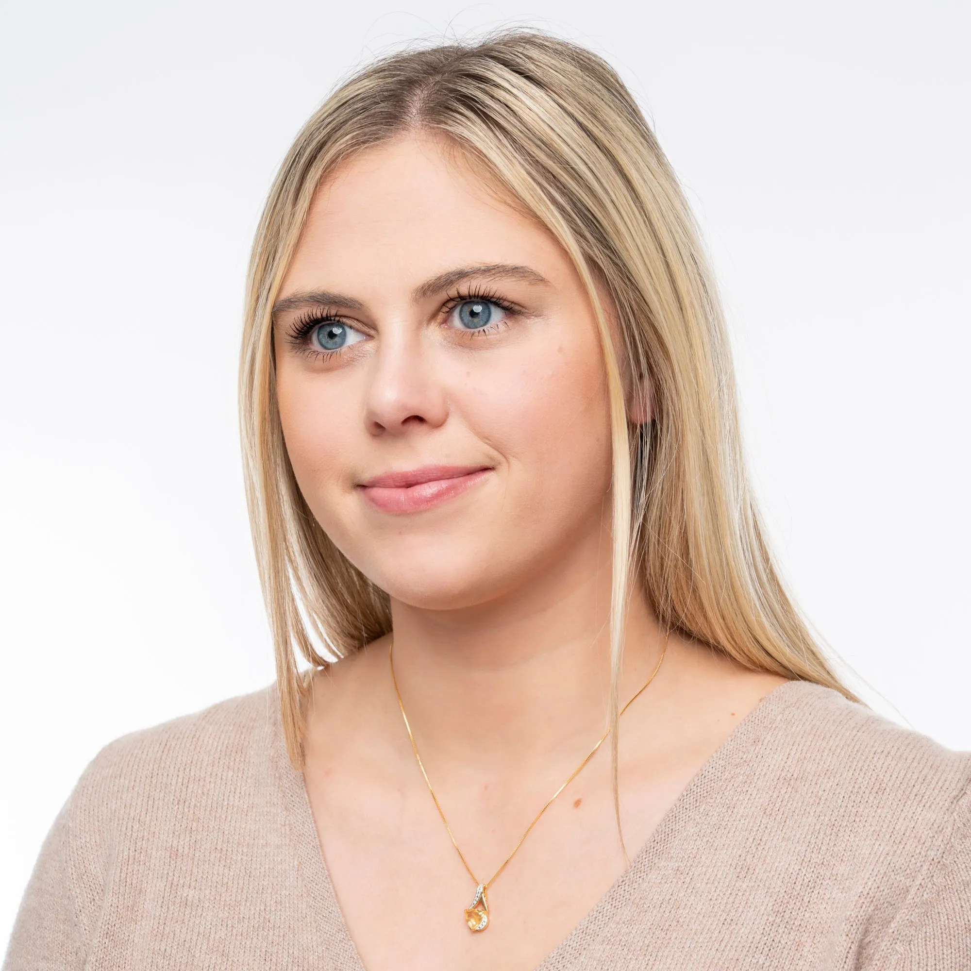 14K Yellow Gold Plated 8MM Cushion Cut Gemstone Pendant Necklace